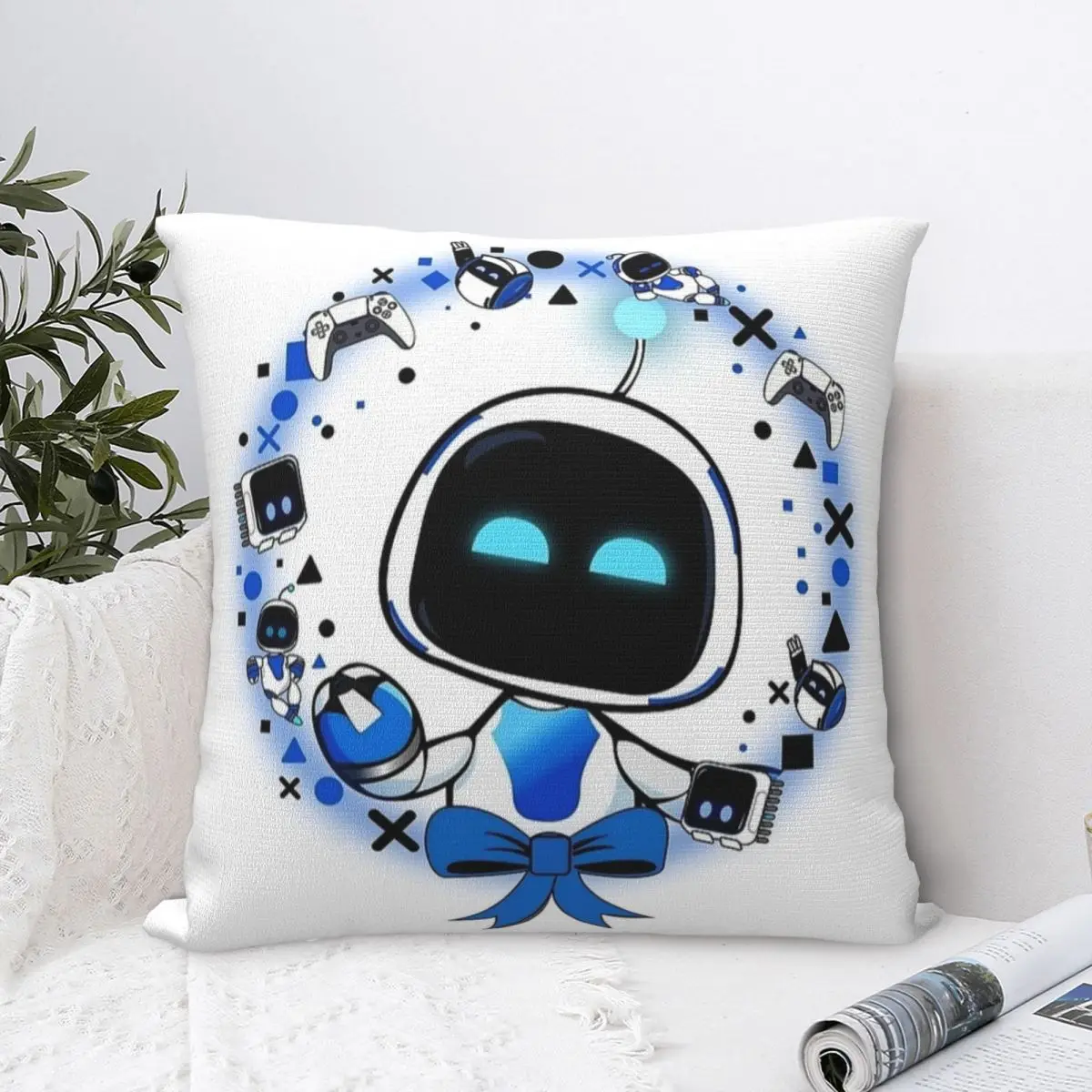 Astrobot Cute Square Pillow Covers Polyester Car Cartoon Game Cushion Cover Funny Decor Pillowcase 40*40