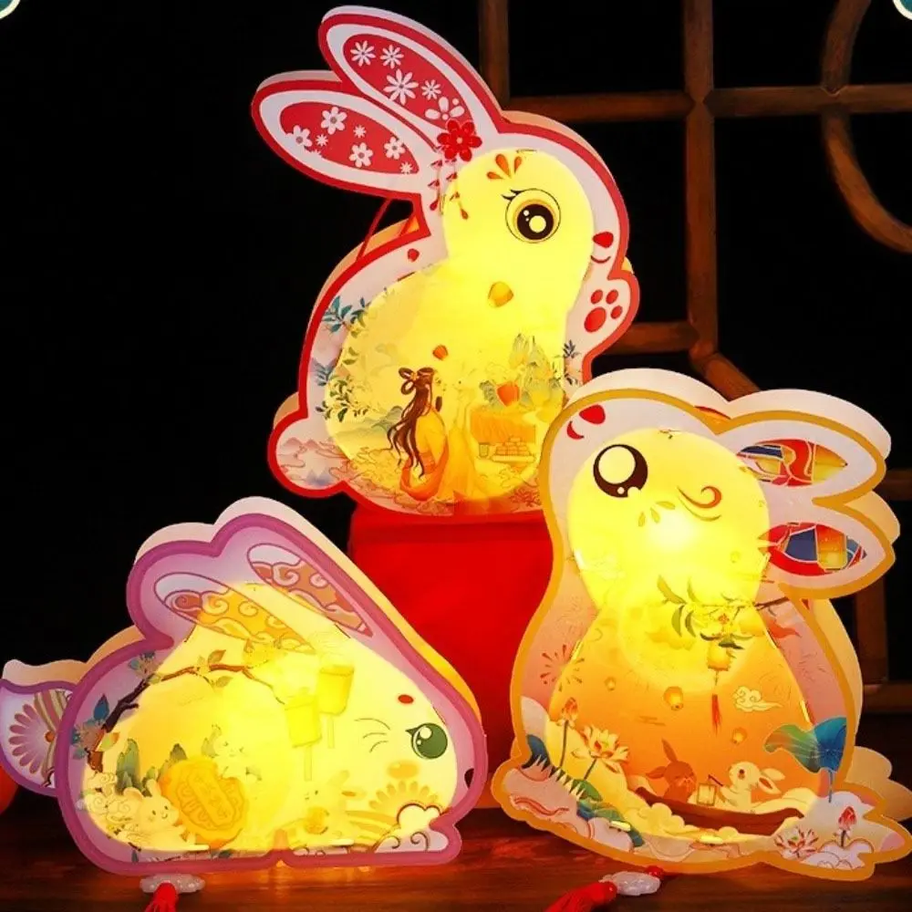 

Cartoon Rabbit Lanterns Glowing Luminous Mid-Autumn Festival Lantern Handmade Chinese Style Lantern DIY Material Package