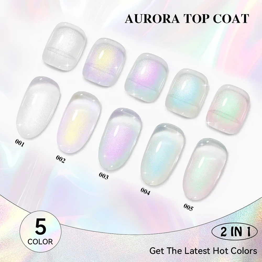 Vendeeni 5 cores universal pérola concha cor aurora casaco superior semi permanente sereia uv embeber fora do verniz gel pode combinar com qualquer cor