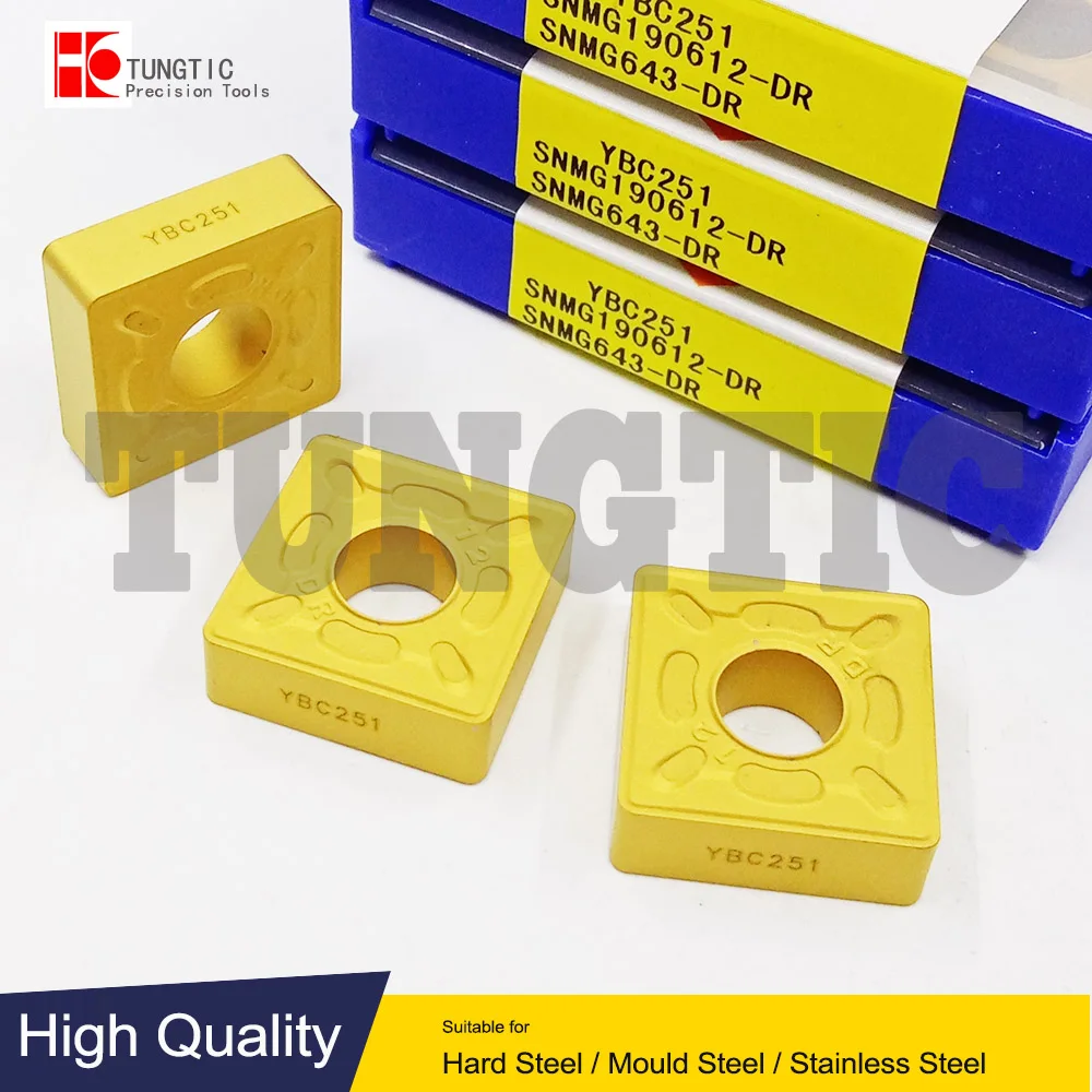 

SNMG190612-DR YBC251 SNMG543-DR SNMG 190612 General Turning Inserts Carbide Cutter Tools For CNC Double Sided Negative-Roughing