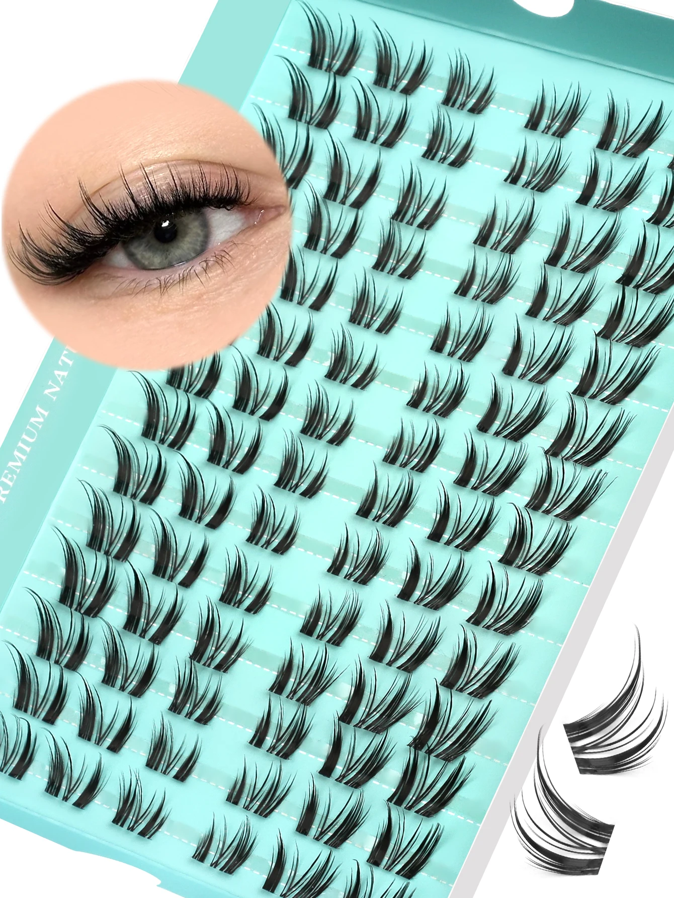 GROINNEYA Natural Lash Clusters Cat Eyelashes DIY Eyelash Extension With Tweezers Natural Left&Right Individual Lashes Makeup