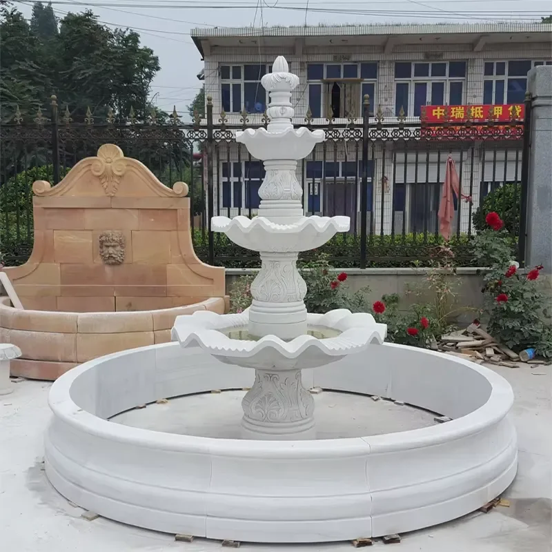Customizable Dimension Renaissance Style Courtyard Landscape Hand-Carved Marble Statuary Fountain