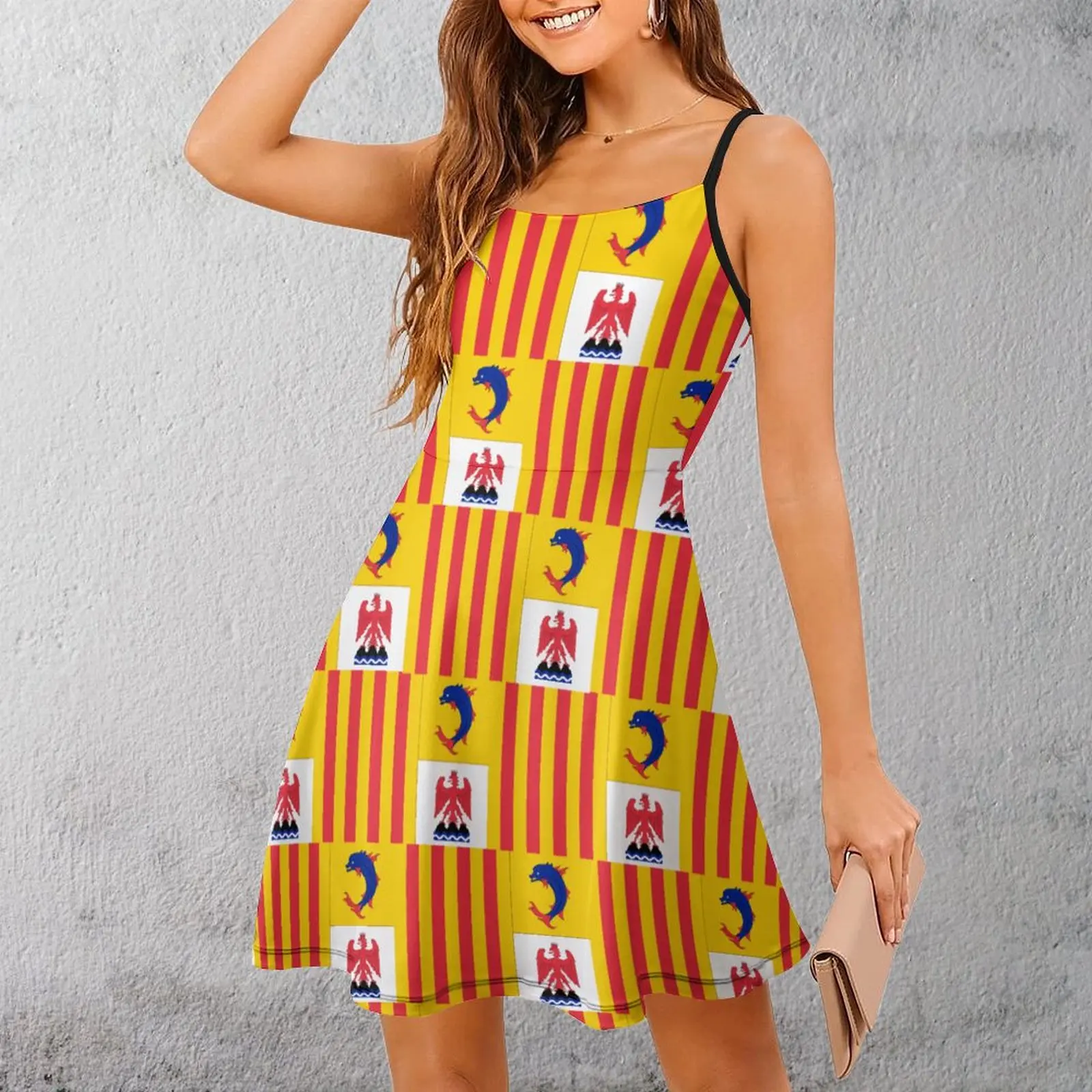 Sexy  Woman's Gown Dresses Flag of Provence Alpes Côte D'Azur Women's Sling Dress Cute  Vacations Funny Vintage