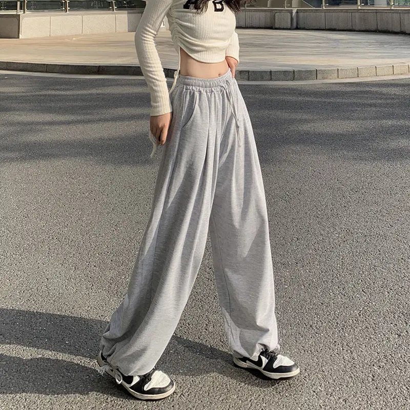 

GIDYQ High Waist women Bandage Sweatpants Summer Oversize Bloomers Hip Hop Streetwear Casual Student Lace Up Korean Trousers