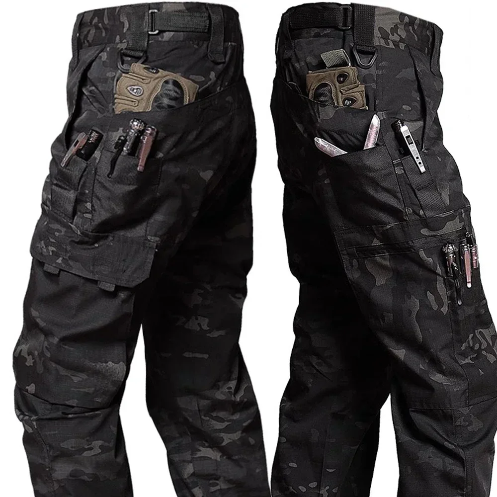 Tactical Pants Mens Outdoor Cargo Trousers Multi-pocket Waterproof Pant Outdoor Workwear Hiking Hunting Pants Wear Resistant
