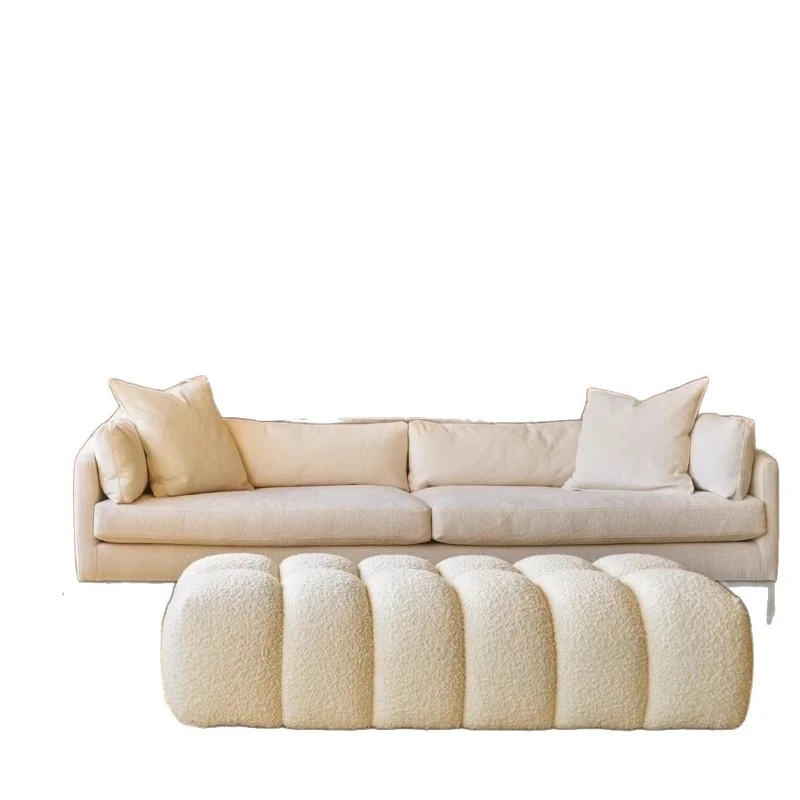 

Nordic Sofa Pedal Stool Lamb Fleece Puff Stool Cloakroom Pedal Stool