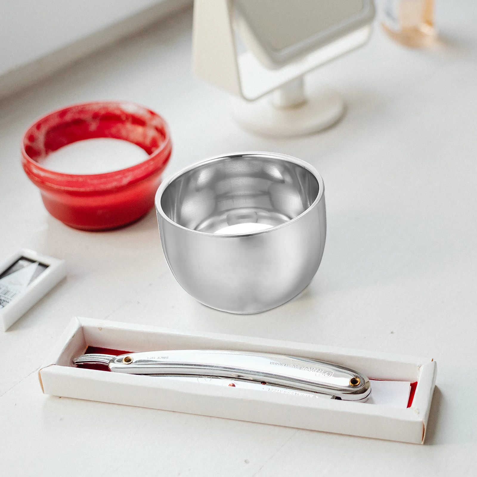 

Stainless Steel Shaving Bowl Double Wall 200ml Premium Material Convenient Travel Shave Cup Men Accessory Household Use