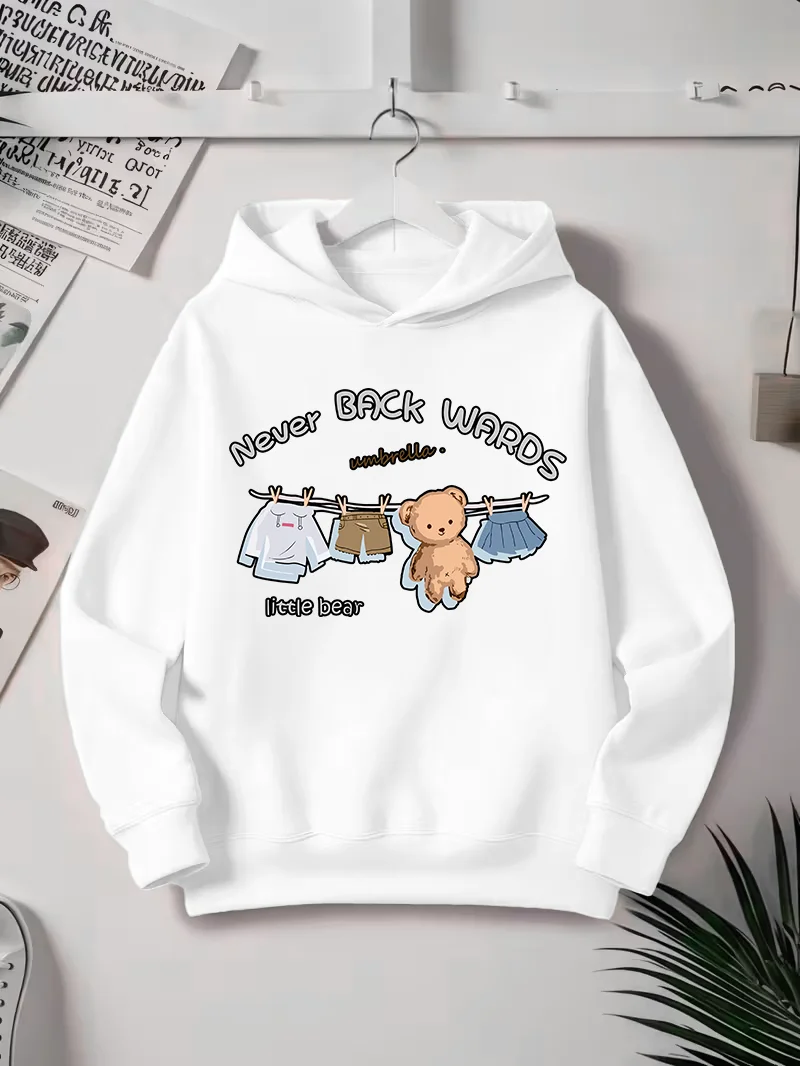 

A Single-Piece Cartoon Printed Hooded Sweatshirt For Girls In Autumn
