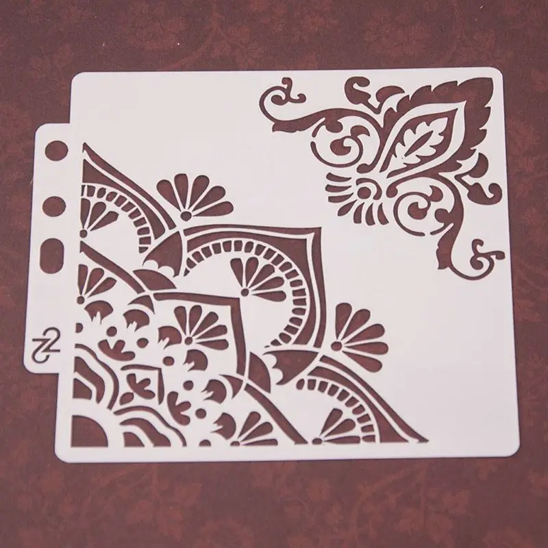 N7MD ดอกไม้ Corner Stencils แม่แบบภาพวาด Scrapbooking ลายนูนปั๊มอัลบั้ม