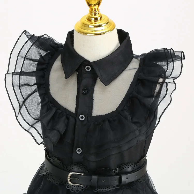 فستان الأميرة للفتيات فستان الحفلة الراقصة للهالوين الأربعاء آدامز فستان أسود زي تنكري للهالوين