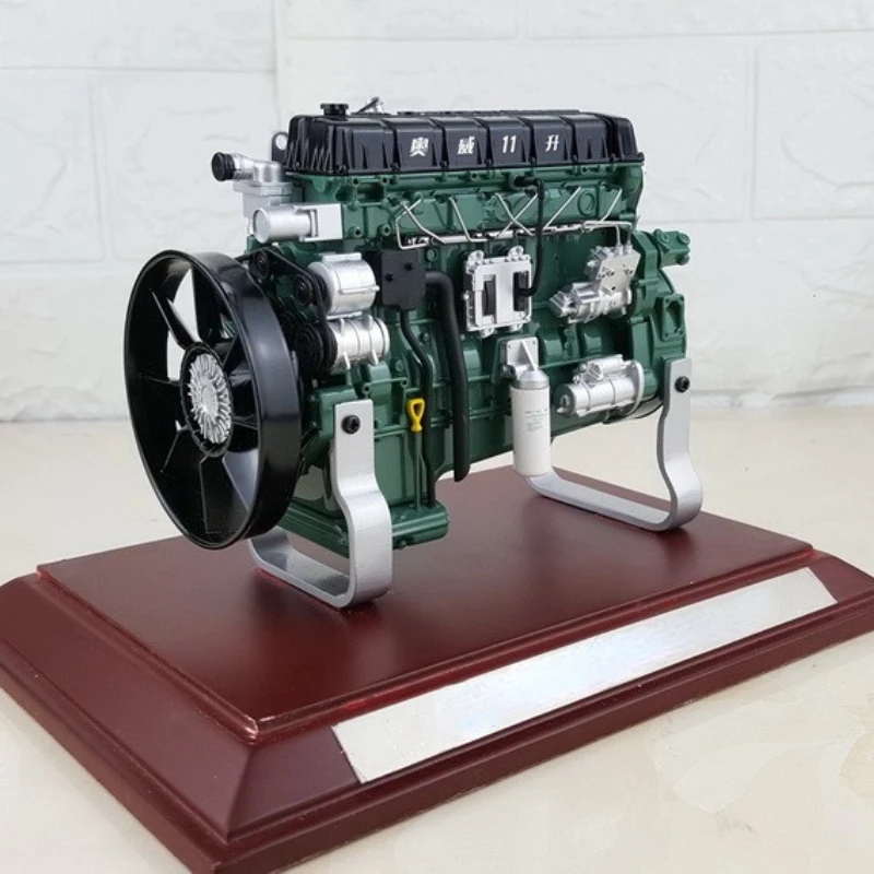 Original 1/12 CA6DM Engine Model Alloy Engine Wood Base Collection Decoration Gift