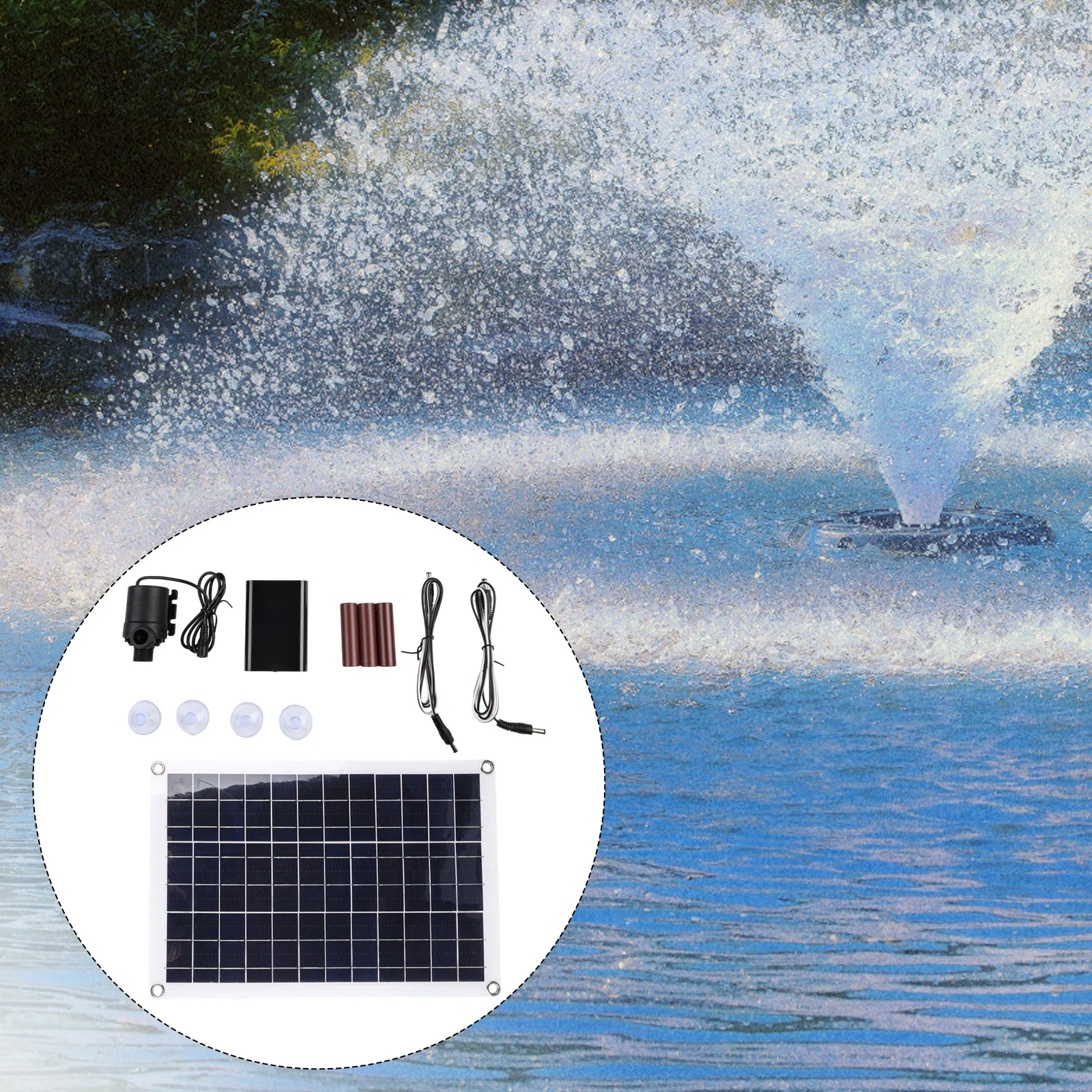 50W Solar Water Pump Kit for Pond Fish Tank and Garden 800L/H Low Noise Fountain with Adjustable Spray Nozzles