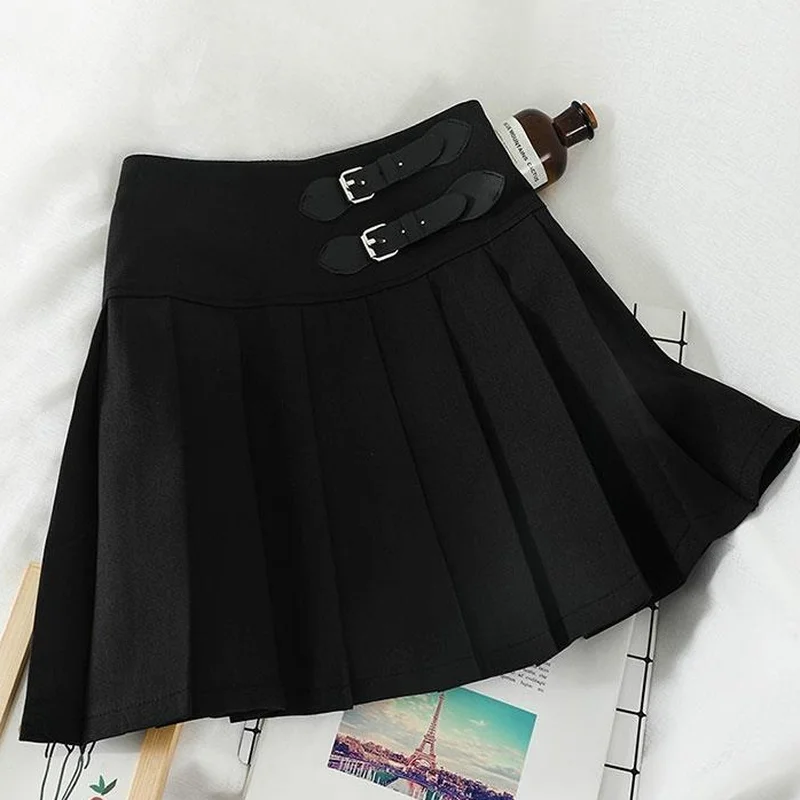 Skirts Women Solid Preppy Style Empire Fashion Schoolgirl Korean Cozy High Street Pleated Faldas Female Tender Chic Summer Soft