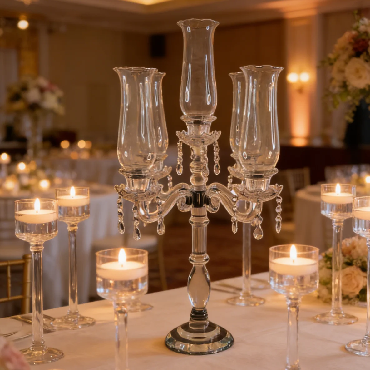 1-10pcs)70cmf30Large Luxury Modern Glass crystal Wedding table Floor flower Stand Vase Spectacular flower Display Standing Vase