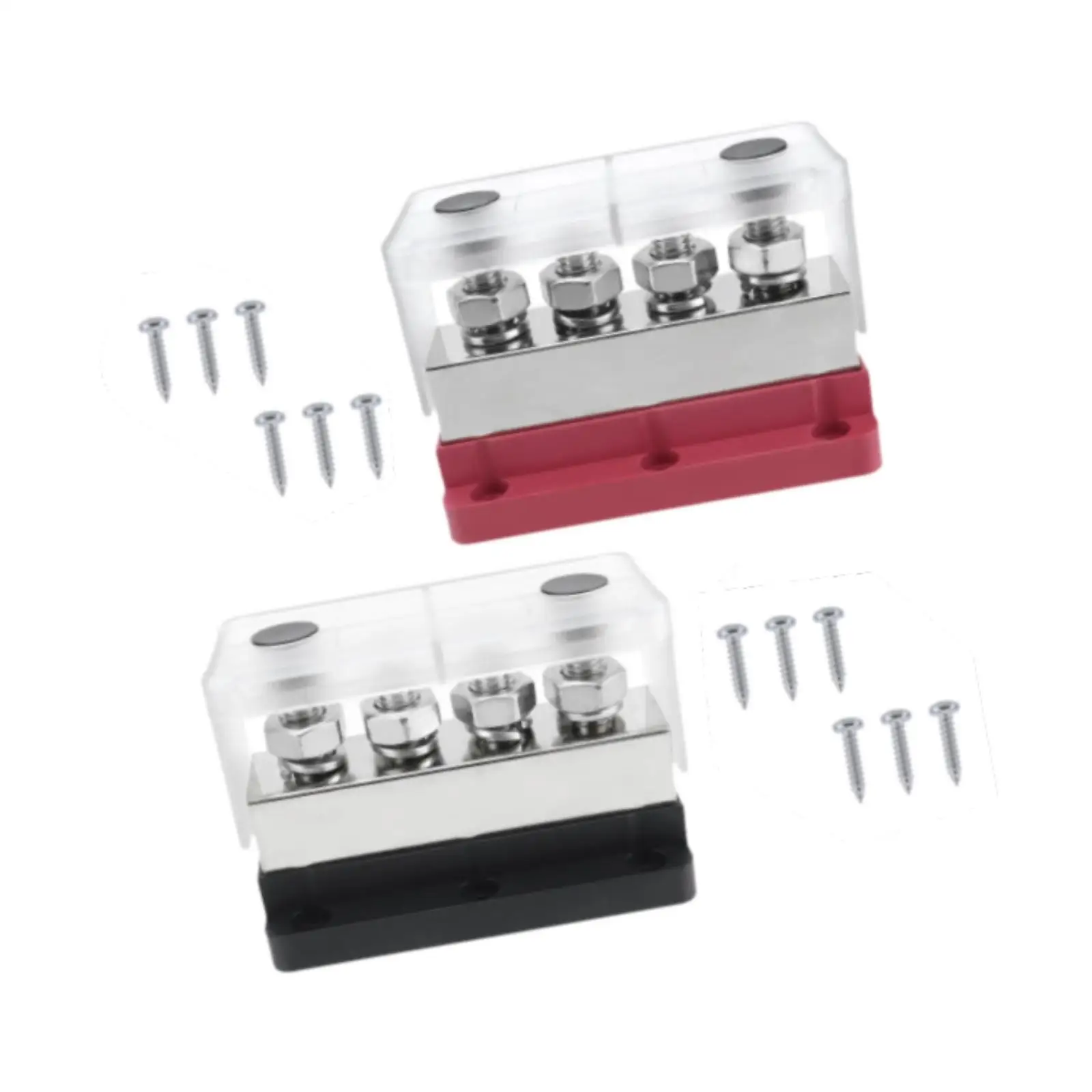 2 Pieces 600A Bus Bar 4 Post Distribution Block for Boats Yachts with Cover Accessories Spare Parts High Current Terminal Block