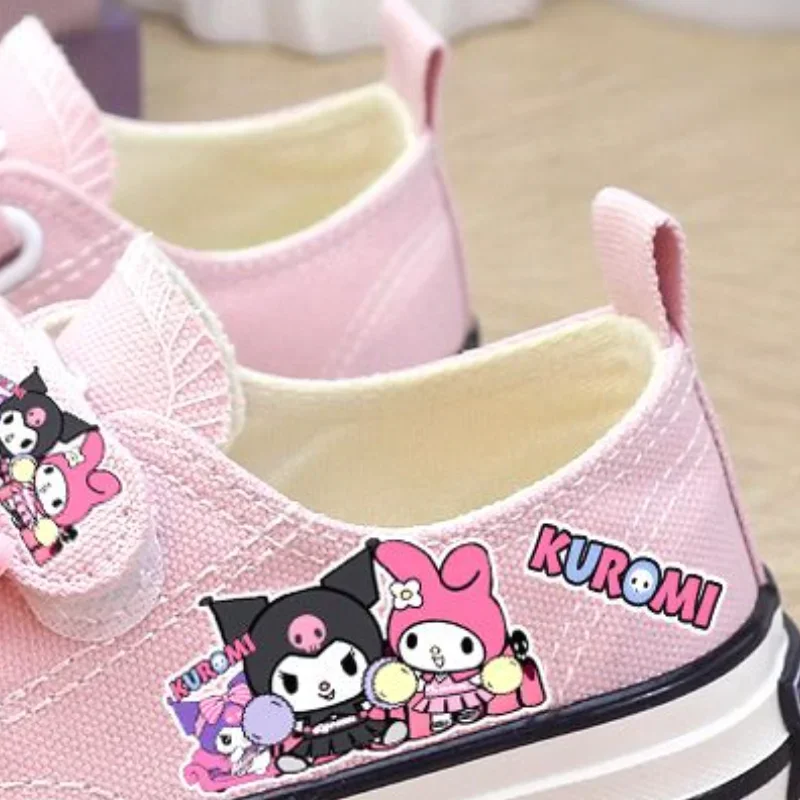 حار Kuromi فتاة حذاء قماش سانريو مرحبا كيتي Kawaii الطفل أحذية رياضية أحذية التزلج الكرتون هدية القماش أحذية منخفضة أعلى أحذية رياضية