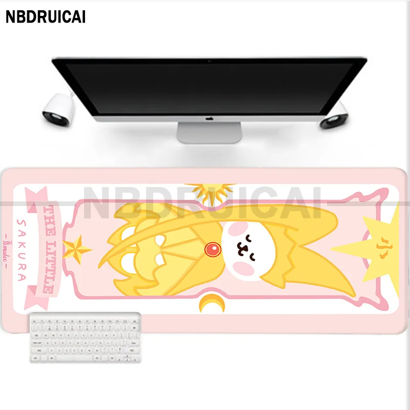 Pink Sakura Card Captor Gaming Mouse Pad, legal grande Mousepad, XL Locking Edge Size, teclado de jogo para gamer