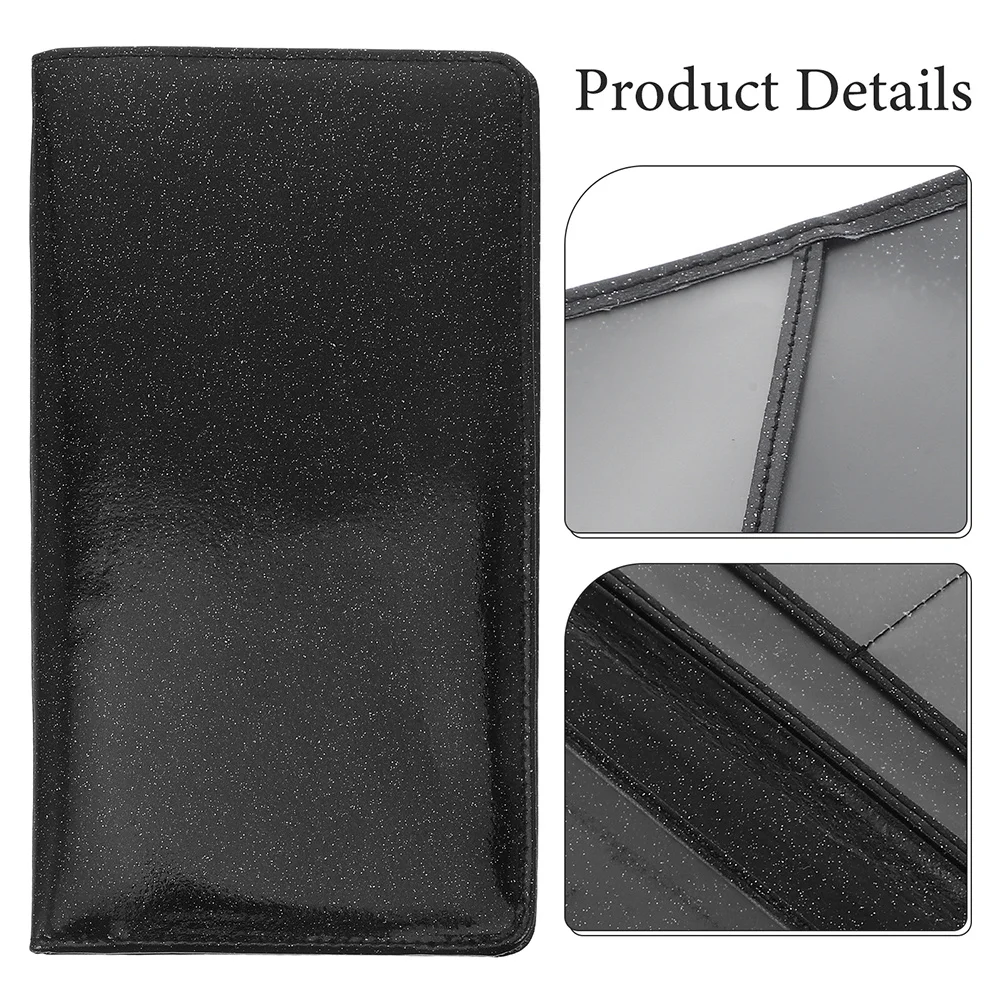 2Pcs Car Insurance Protective Case Glitter PU Document Holder License Registration Card Organizer Stylish Car Accessories