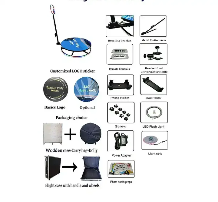 Nuova borsa portatile adatta per modello in metallo cabina fotografica a 360 gradi flight case 360 flight case in vetro dimensioni personalizzate portatili avanzate