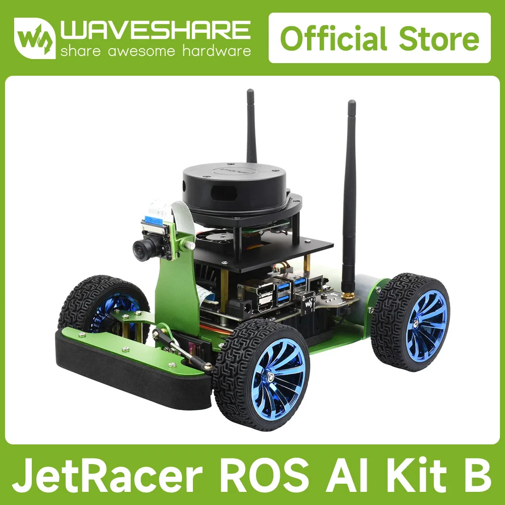 Waveshare JetRacer Professional JetRacer ROS AI Kit B, Dual Controllers AI Robot, Lidar Mapping, Vision Processing