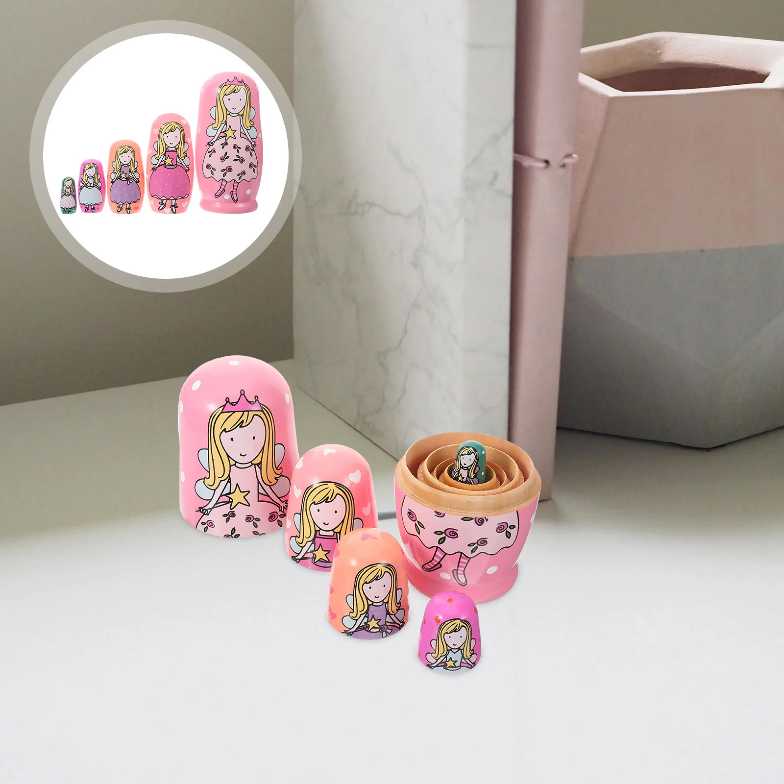 

5 Pcs Baby Travel Matryoshka Pegs Wooden Christmas Nesting Dolls Russian Nested