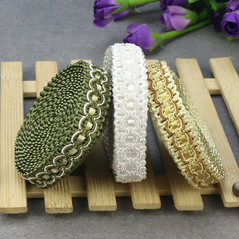 (5 Yards) 4.5M Handmade Ethnic Embroidered Webbing Indian Lace Trim DIY Sewing Net Yarn Ribbons Clothing Accessories Decor 1.8cm