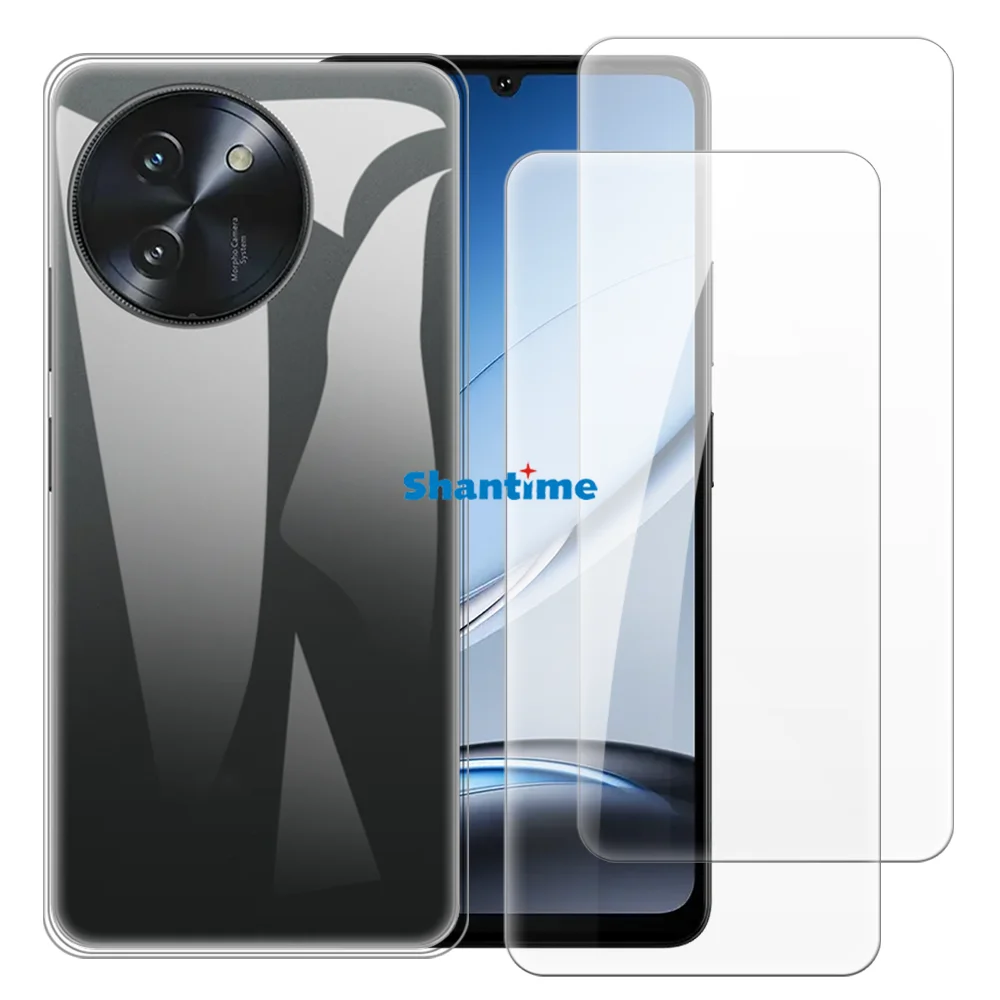 Soft Case + 2 Pack Tempered Glass Screen Protectors for Doogee Note 59 Pro Full-Body Protection