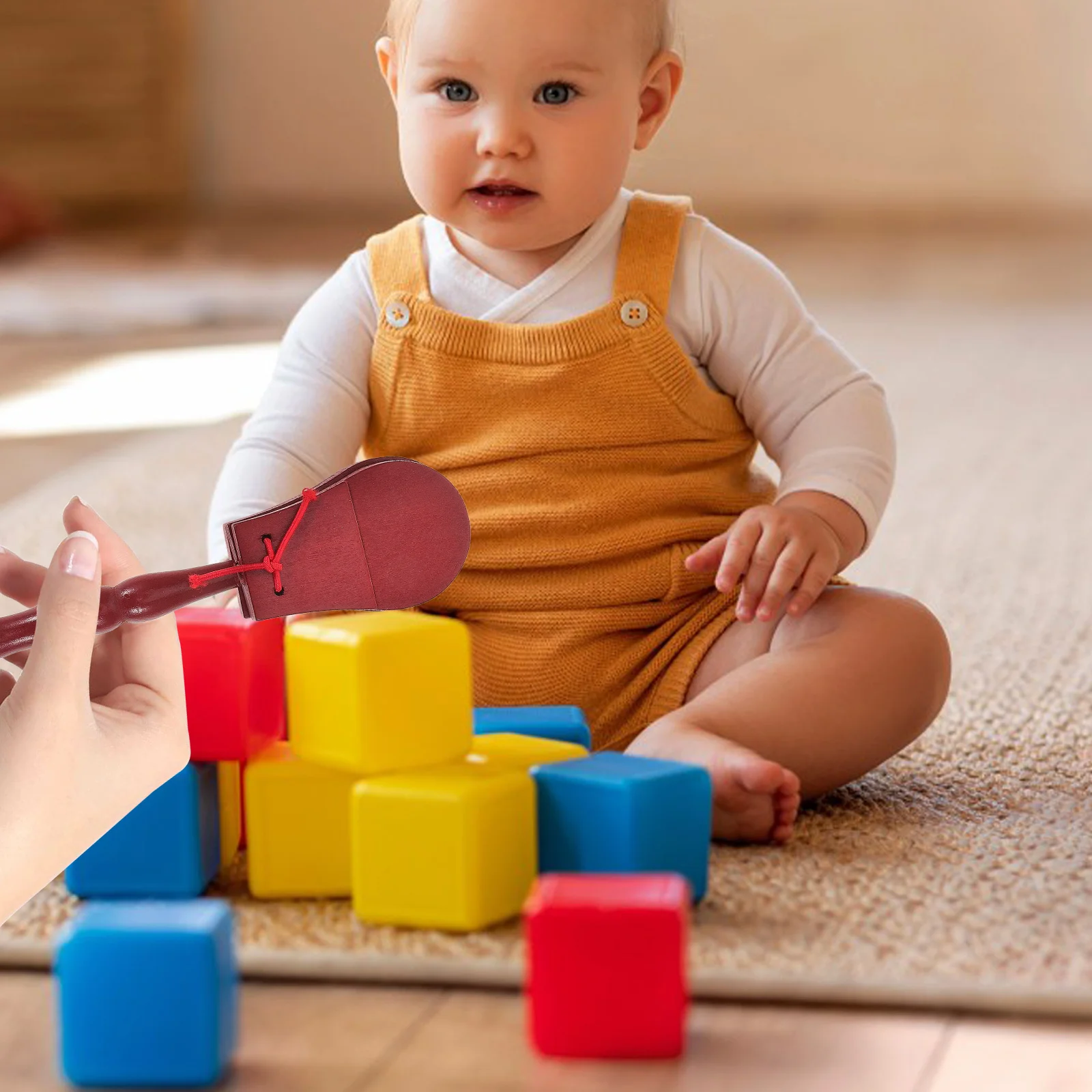 

Wooden Castanet Kids Percussion Instrument Rhythm Musical Instruments For Children Smooth Easy Control Educational Music