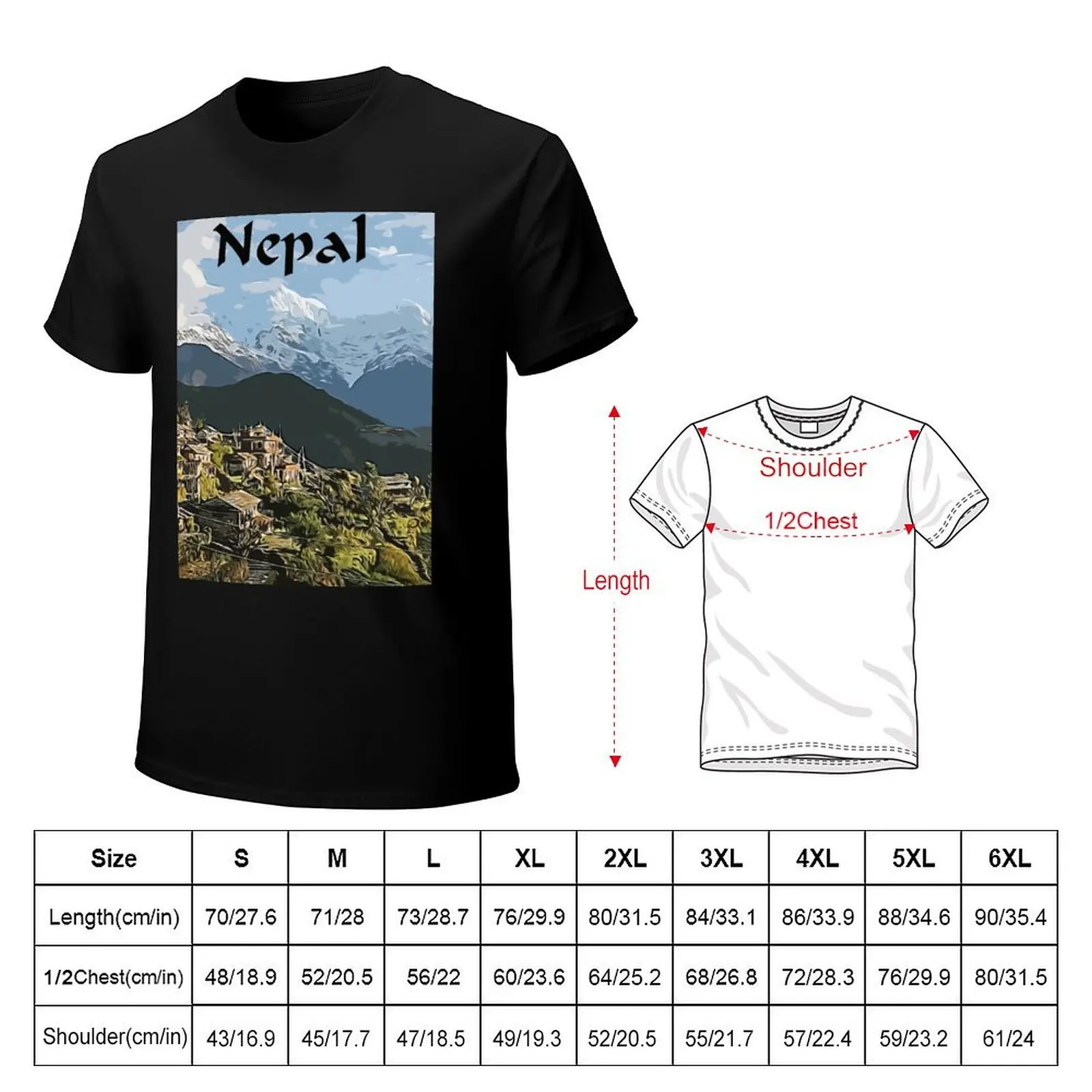 Nepal Travel Vector T-Shirt Urban Style Print T-Shirt
