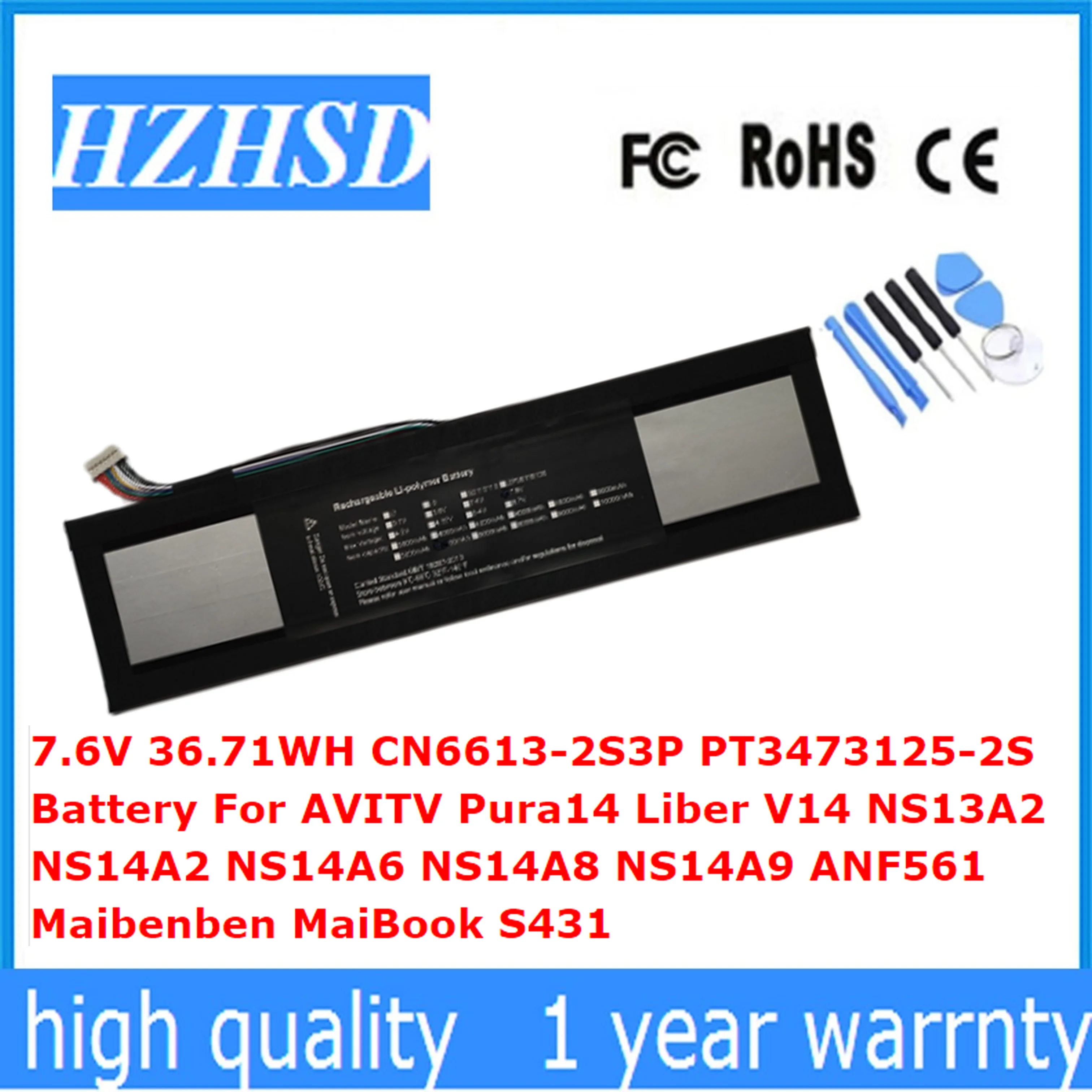 Imagem -02 - Bateria para Avitv Pura14 Lite Cn66132s3p Pt3473125-2s V14 Ns13a2 Ns14a2 Ns14a6 Ns14a8 Ns14a9 S431 S431 7.6v
