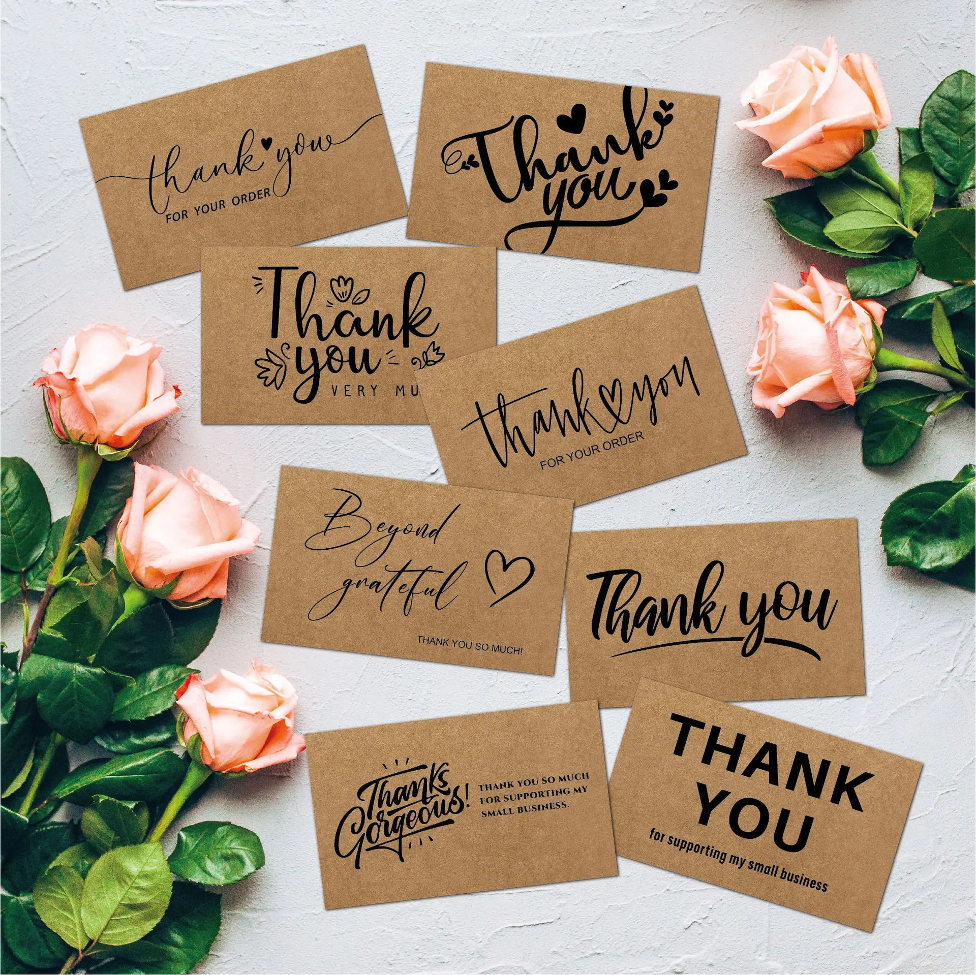 50 Pcs/set of Vintage Kraft Paper Thank-you Cards Party Gift Packaging Accessory Cards Bookmarks for Books Korean Stationery