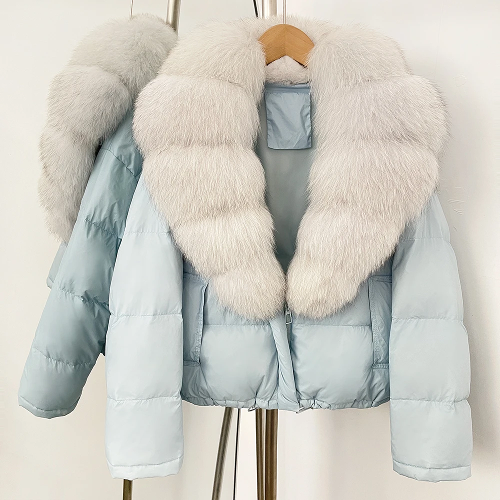 

Reality Fur Jacket Winter Fox Fur Coat Female Short Natural Real Fur Coat New Thick Parka Loose White Duck Down Coat Women