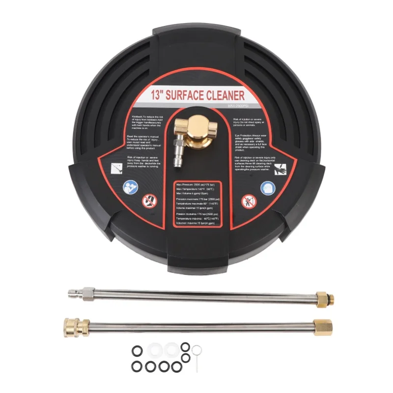 13 Inch Pressure Washer Surface Cleaner 2500PSI Stainless Steel Surface Cleaner Power Washer Attachment With 1/4 Inch Interface