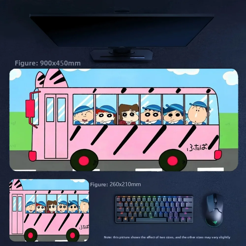 Cartoon Quality Leather Mouse Pad Crayon Shin-chan and His Friends Print Pattern Large Size Table Mat Parent-Child Mouse Pad