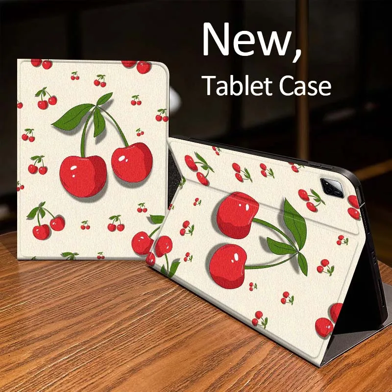 

Cartoon Cherry Check Pattern Case For Xiaomi Mi Redmi Pad 2 4 5 7S 6S 6 7 8 Plus SE Pro K 2025 inch 8.7 11 Tablet