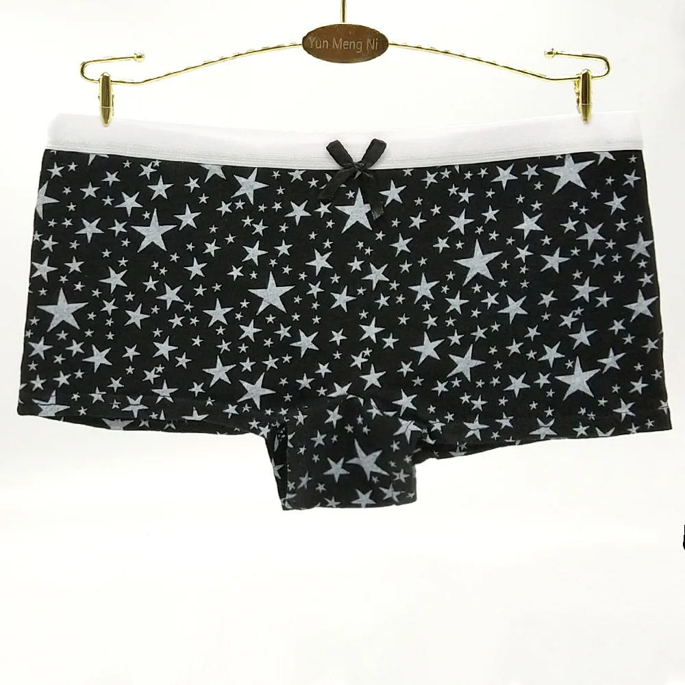 Women Underwear Cotton Panties Low Rise Boxers Shorts Boyshort Stars Print Girls Ladies Knickers for Women 5 Pcs/Lot