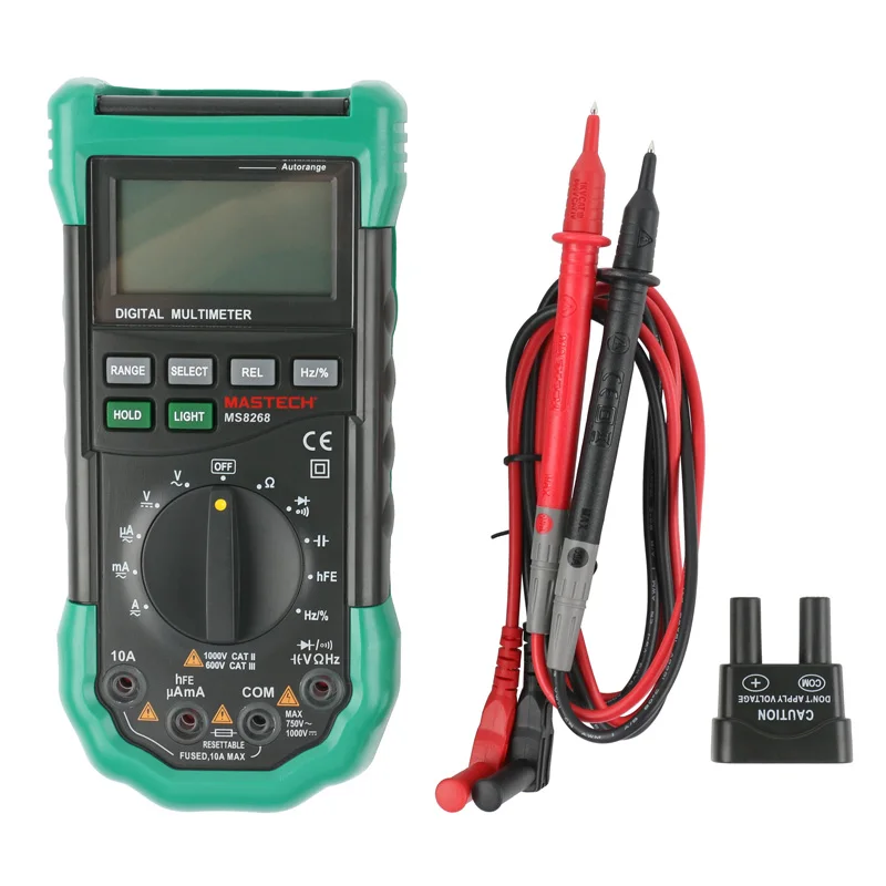 Mastech MS8268 Digital AC/DC Auto/Manual Range Digital Multimeter with hFE,Data Hold,Relative Measurement and Auto Power Off