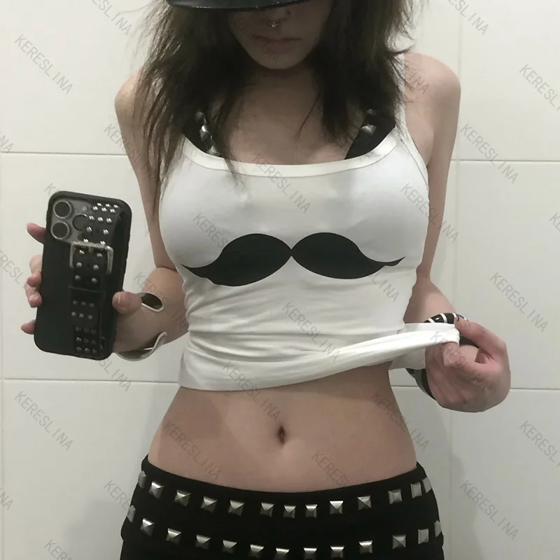 Retro early vintage casual slim fit classic popular versatile camisole top summer high street gothic hip-hop rock camisole top