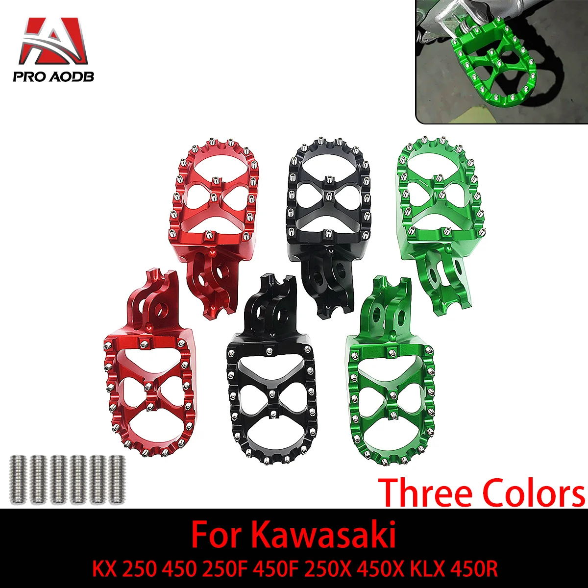 

Motorcycle CNC FootRest Footpegs Foot Pegs Pedals For Kawasaki KX 250 450 250F 450F 250X 450X KLX 450R 2006-2023 Model Motocross