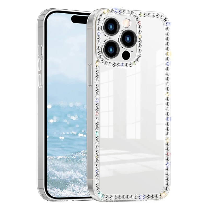 

Bling Diamond Rhinestone Case for iPhone 16 15 14 Plus 13 12 Pro Max Luxury Clear Glitter Shiny Gem Design Soft Silicone 3D Case