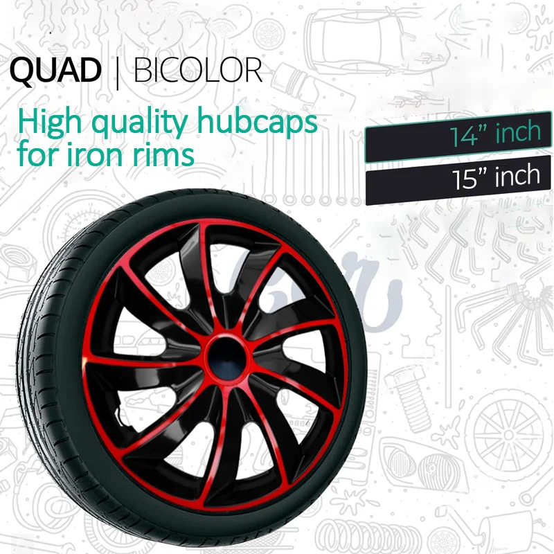 4PCS Universal Hubcap R14 R15 Inch Wheel Cover Replacement Hub Caps PP Wheel Rim Cover Tire Accessories Snap On SUV Truck