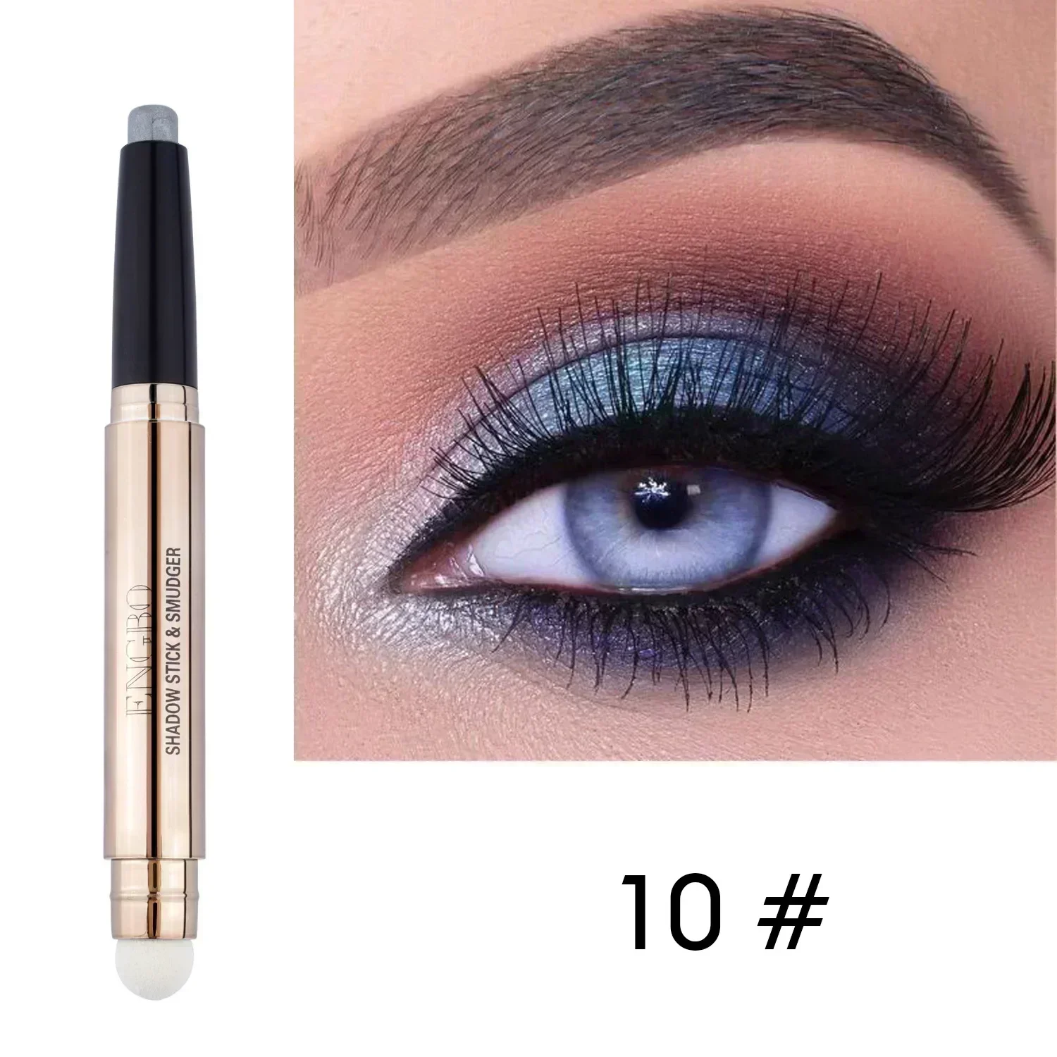 ENGBO Double face Monochrome fard à paupières stylo paillettes fard à paupières Eyeliner stylo haute brillance sans décoloration Sexy femme maquillage des yeux cosmétiques