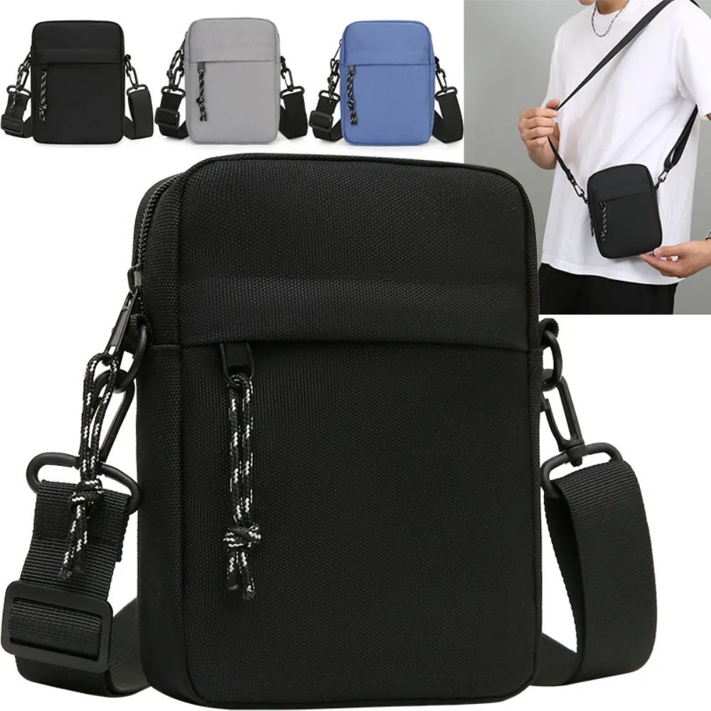 

Simple Small Messenger Sling Bag Canvas Zipper Mobile Phone Bag Lightweight Waterproof Men Bag Male