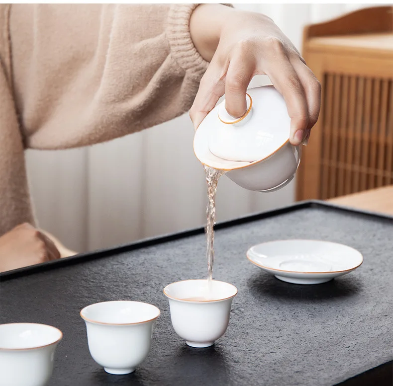 Natural Ebony Stone Tea Tray Home Simple Size Tea Table Stone Modern Living Room Kung Fu Tea Set Tray Home Gift