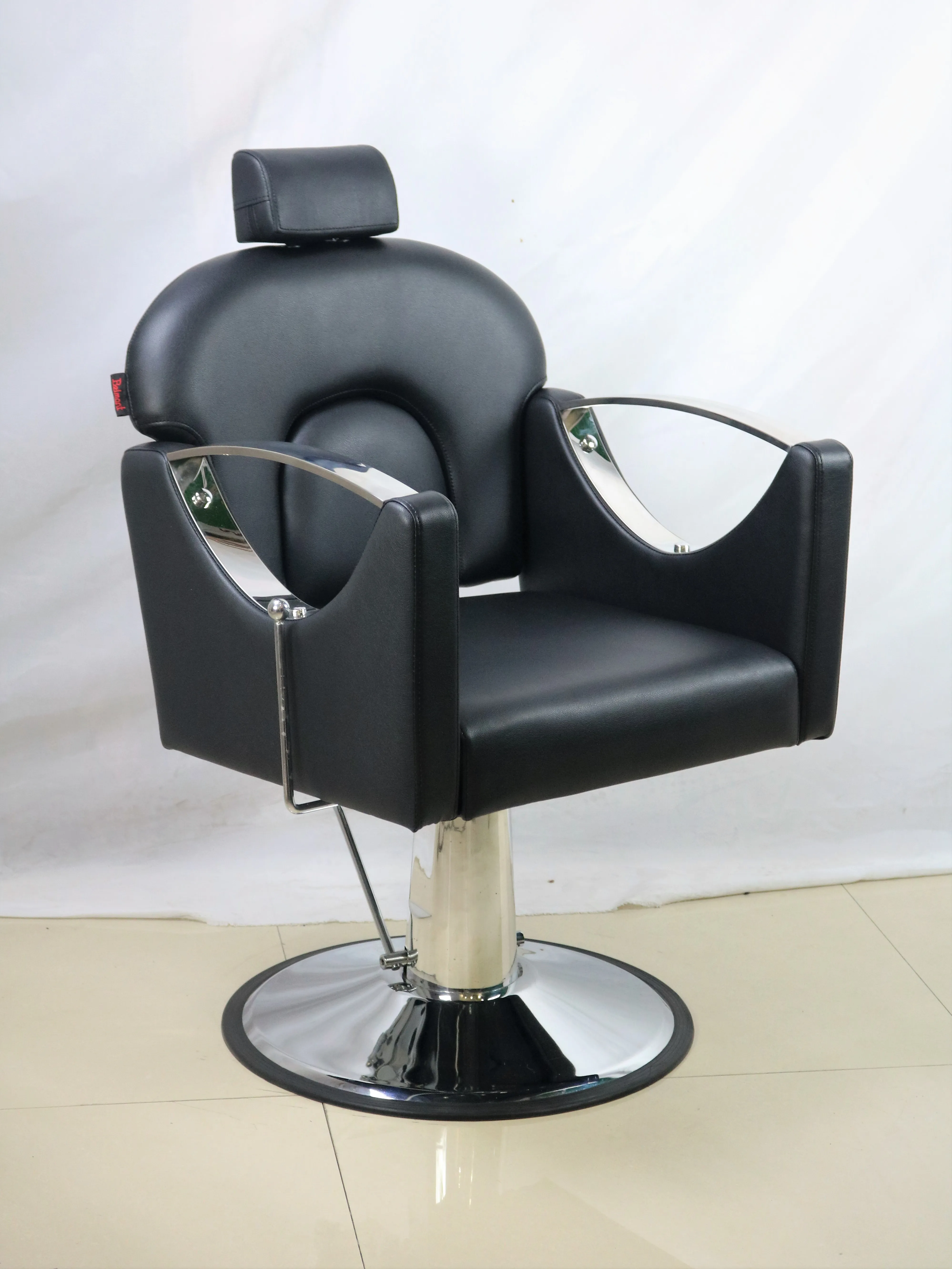 Antique Aluminum Metal Barber Chair with Hydraulic Pump and Adjustable Footrest for Hair Salon Workshop Barber Shop Use
