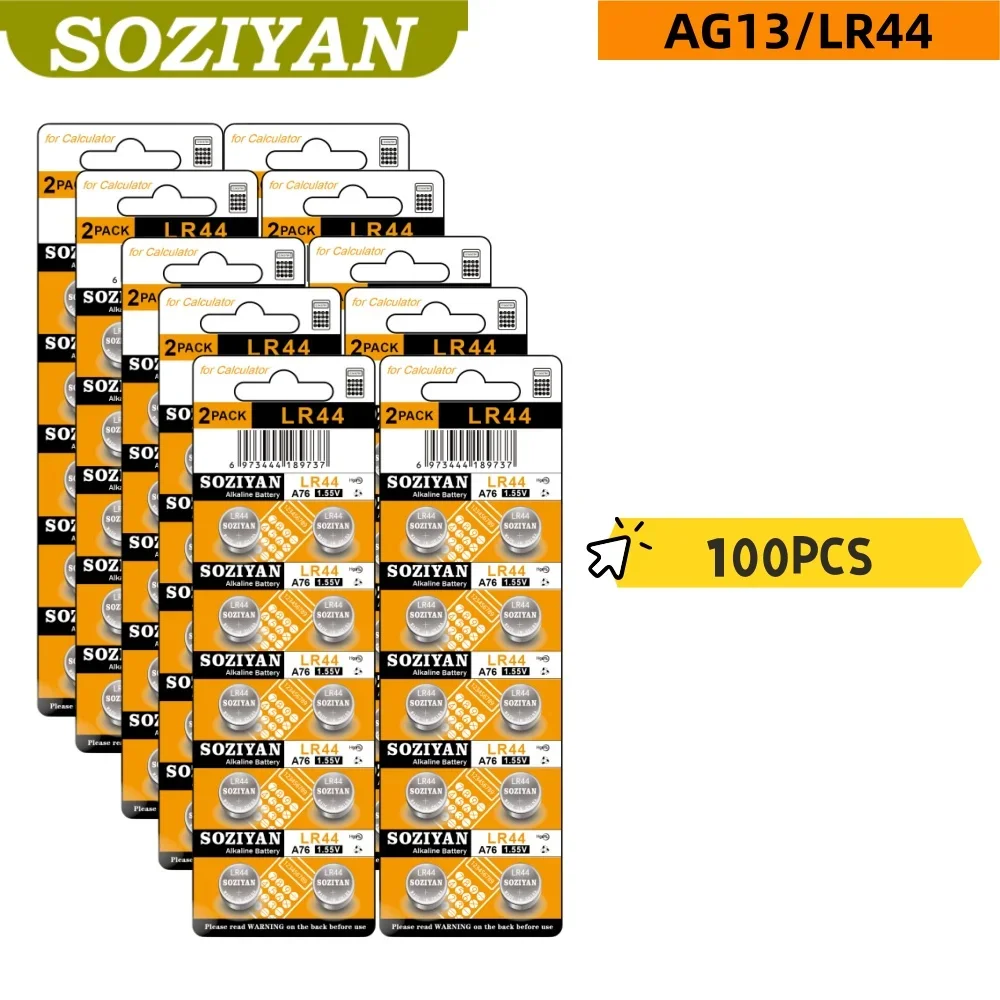 AG13 LR44 1.55V Button Coin Cell Batteries L1154 RW82 SR1154 SP76 SR44 LR1154 for Watches Toys Remote Controls