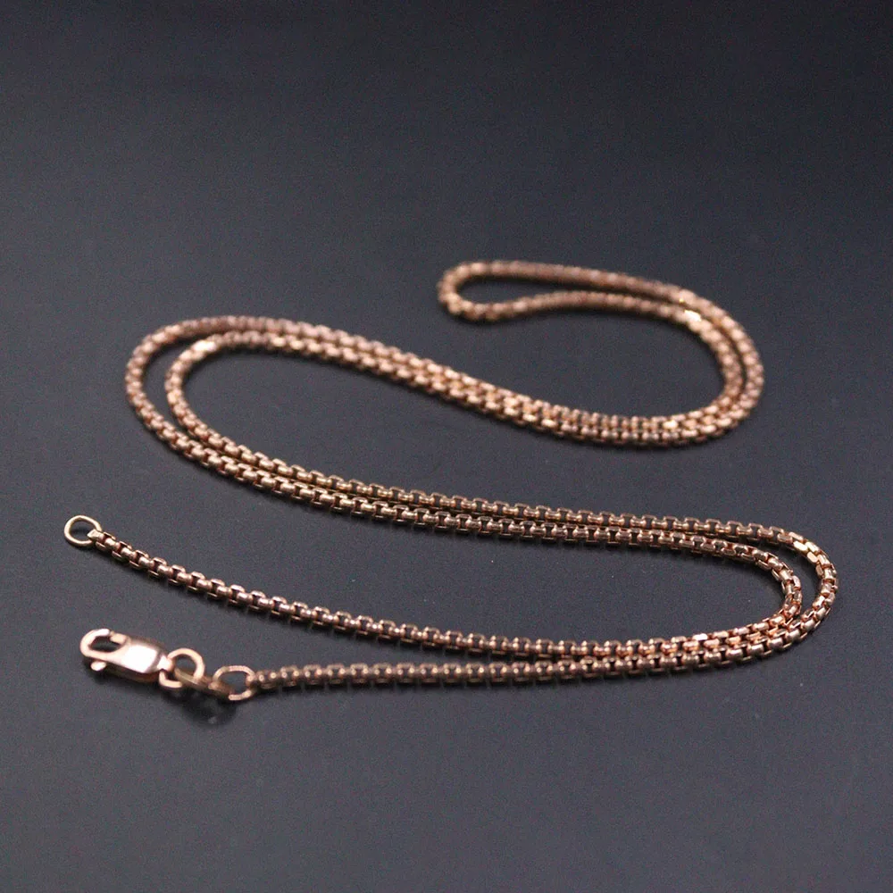 Pure Solid 18K Rose Gold Chain Women BoxLink Necklace 20inch  4.3-4.5g