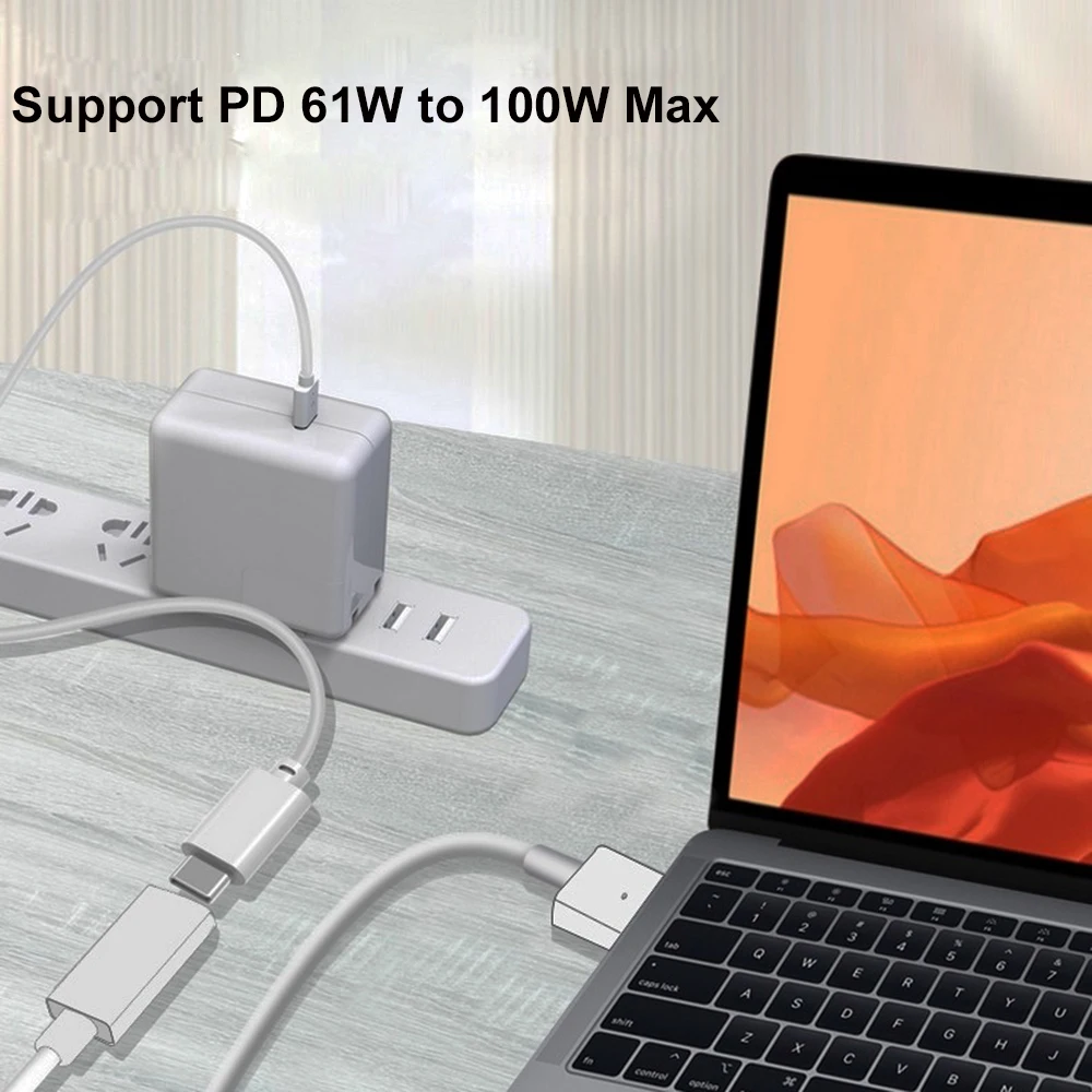 USB -C Female to Magnetic 1/2 Charging Cable Adapter for Macbook Pro Retina Air A1465 A1466 A1398 A1425 A1502