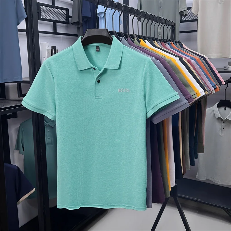 100% Baumwolle Hochwertige Herren Kurzarm-Poloshirts mit Kragen und Knöpfen Buchstabendruck Mehrere Farboptionen Meistverkaufte Herrenbekleidung – Detail 21