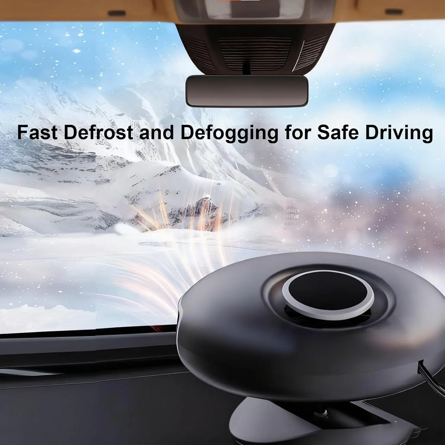 سخان سيارة 12 فولت 180 وات 2IN1 مع حامل شفط، مزيل الضباب السريع للزجاج الأمامي